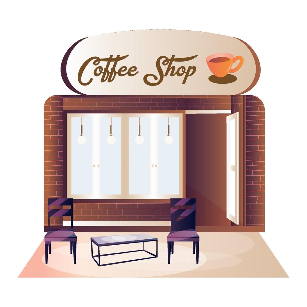 Modern coffee shop with furniture Vector illustration