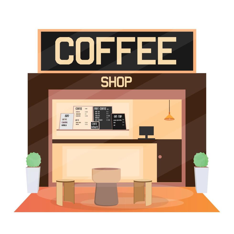 Modern coffee shop with furniture Vector illustration