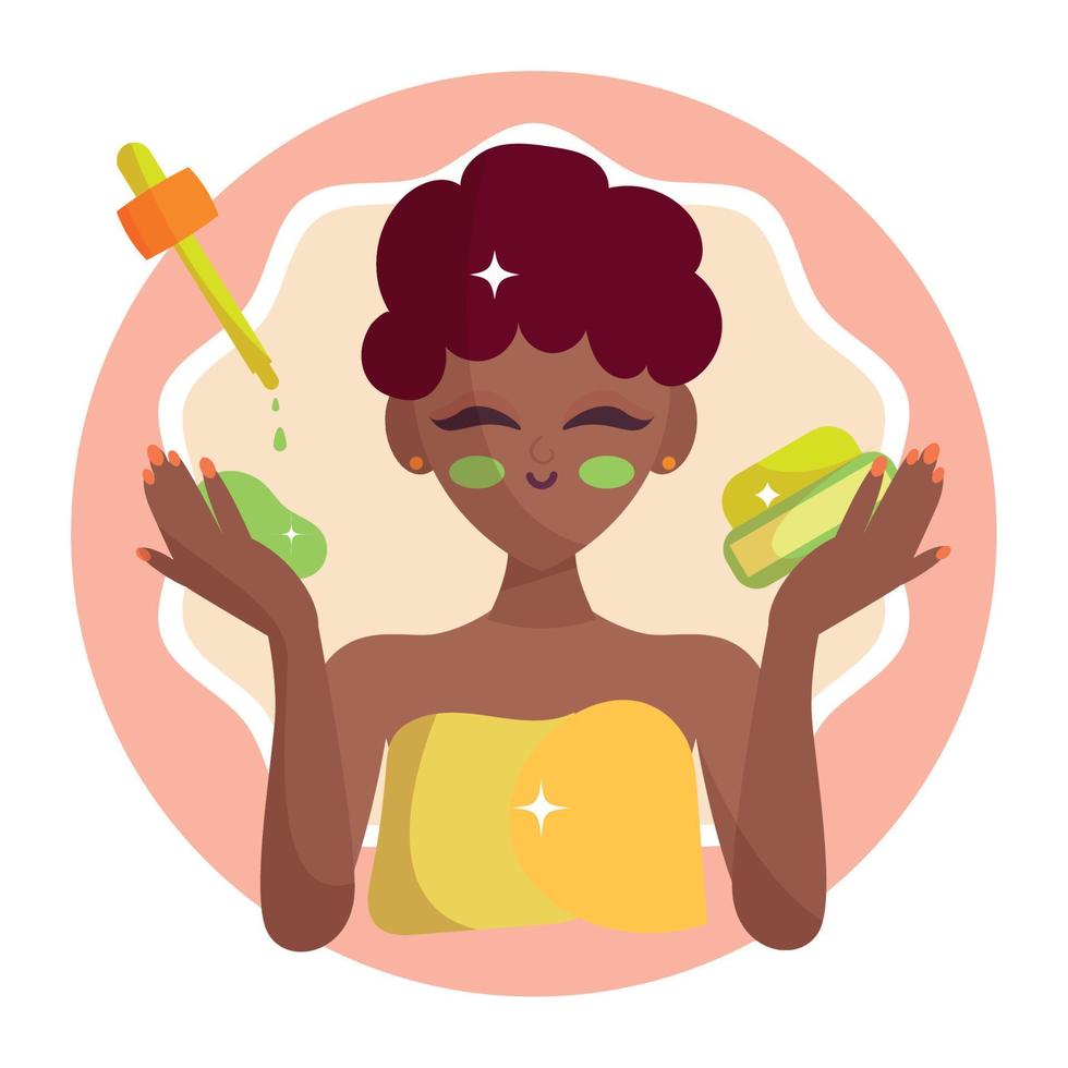 Isolated girl character applying beauty products Sketch Vector illustration