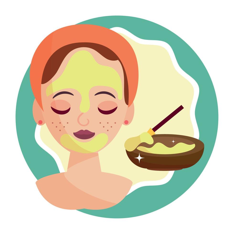 Isolated girl character applying beauty products Sketch Vector illustration