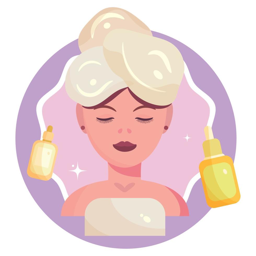 Isolated girl character applying beauty products Sketch Vector illustration