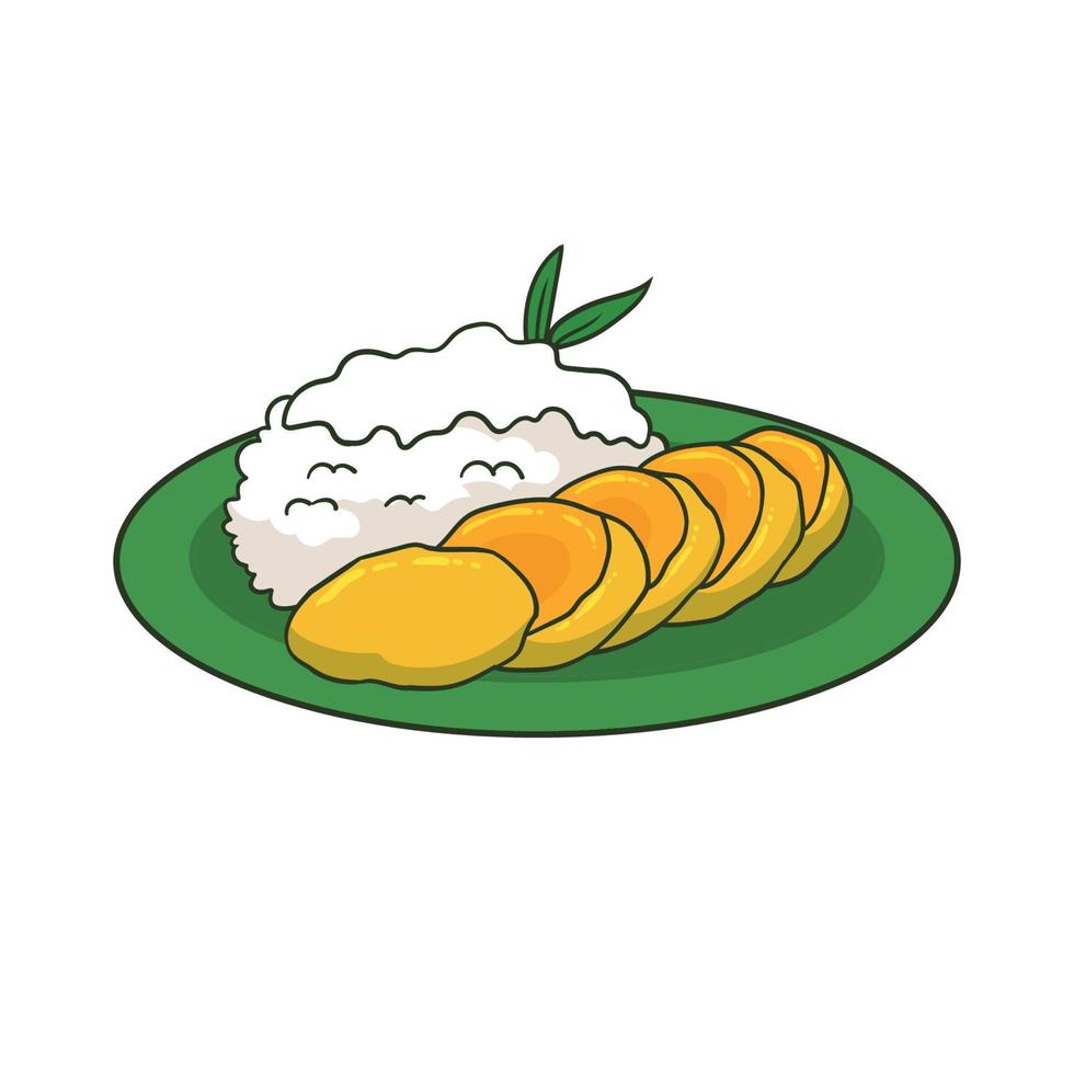 mango sticky rice vector illustration