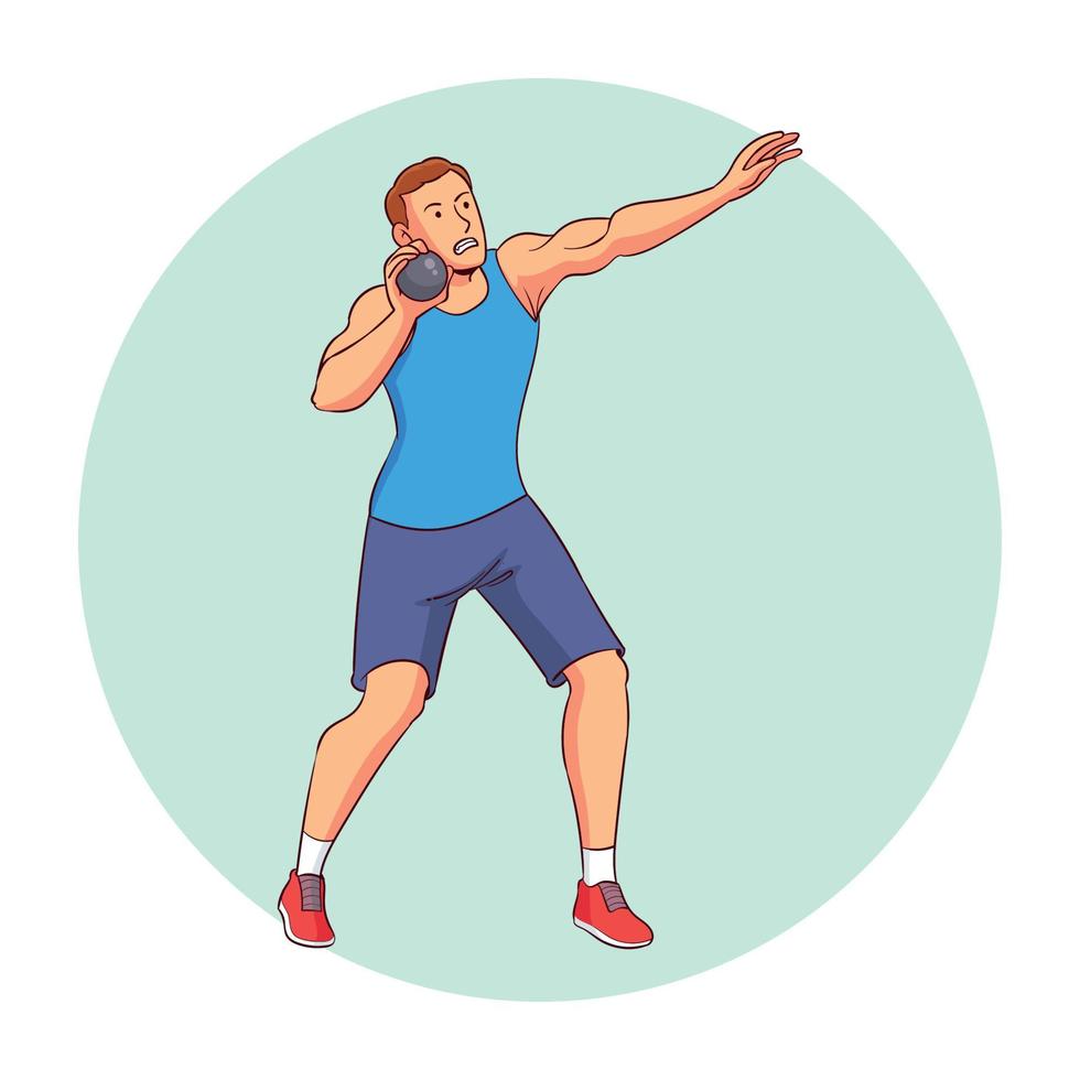 a shot put athlete ready to throw an iron ball vector