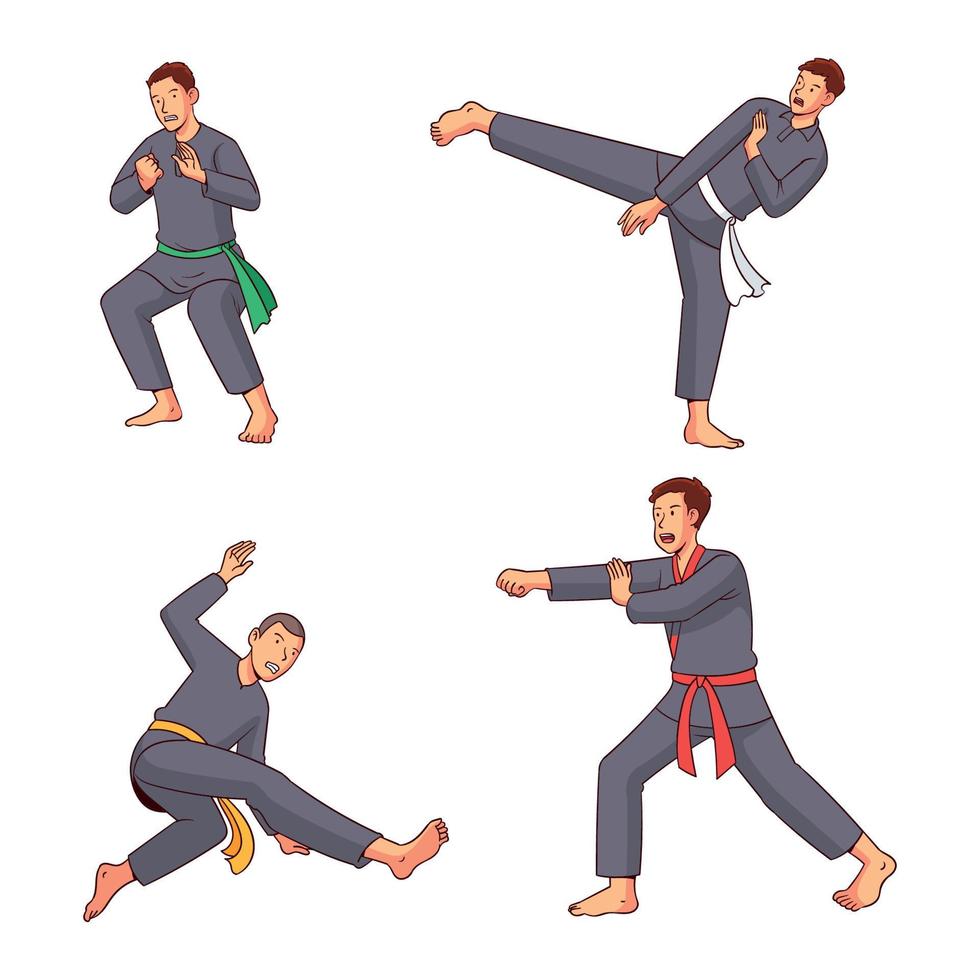 various movements in pencak silat vector