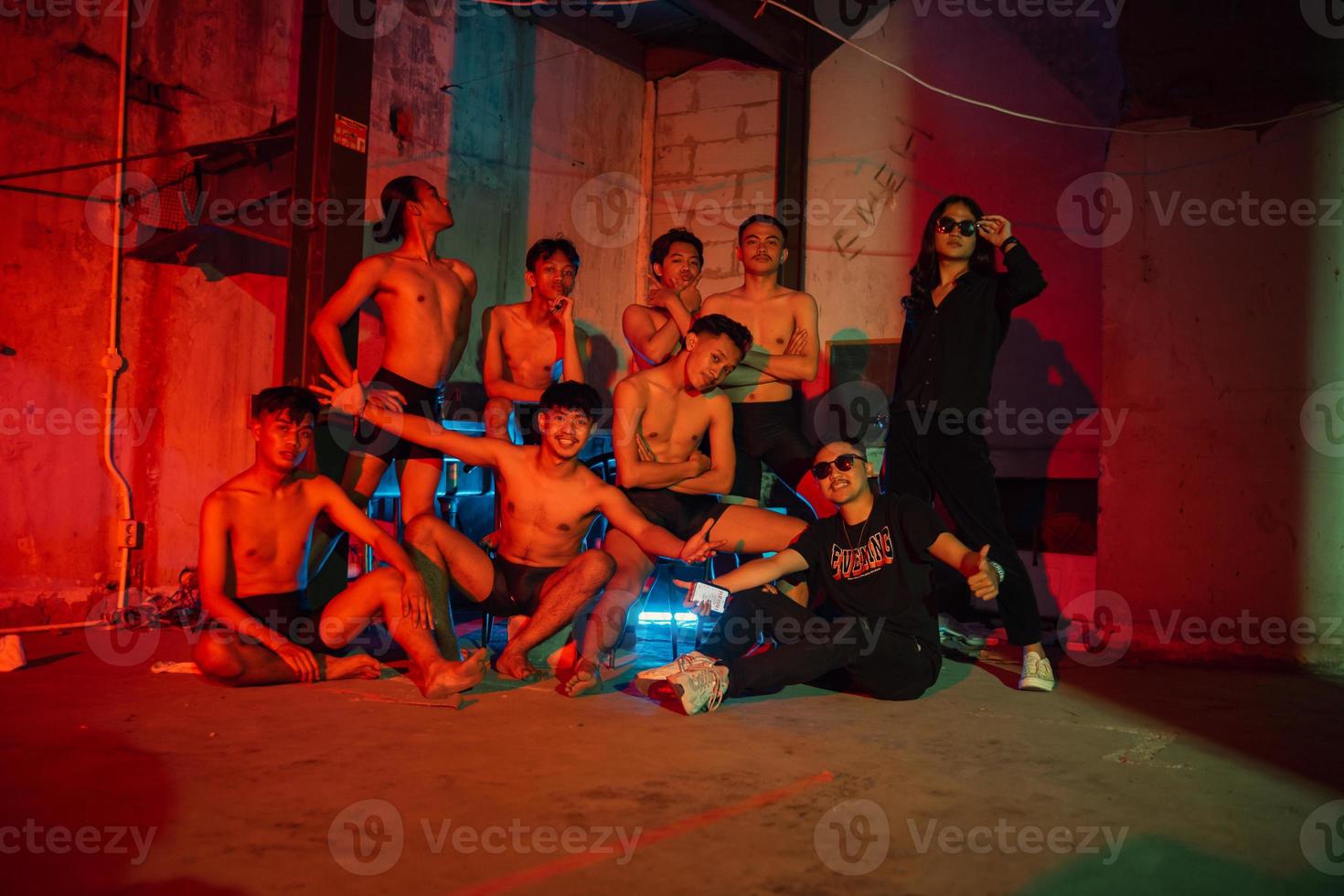 a group of adult men is having a reunion with their friends on new year's eve photo