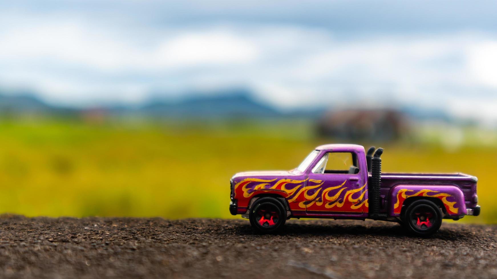 minahasa, Indonesia  January 2023, toy car in the rice field photo