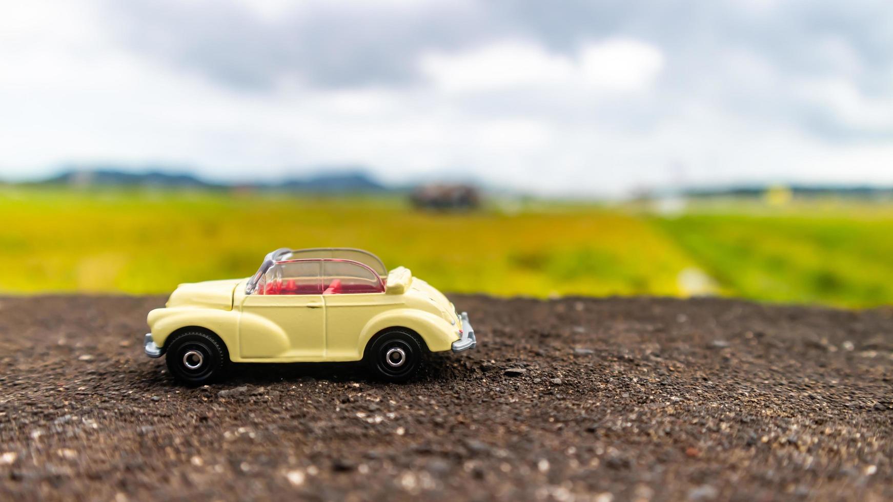 minahasa, Indonesia  January 2023, toy car in the rice field photo