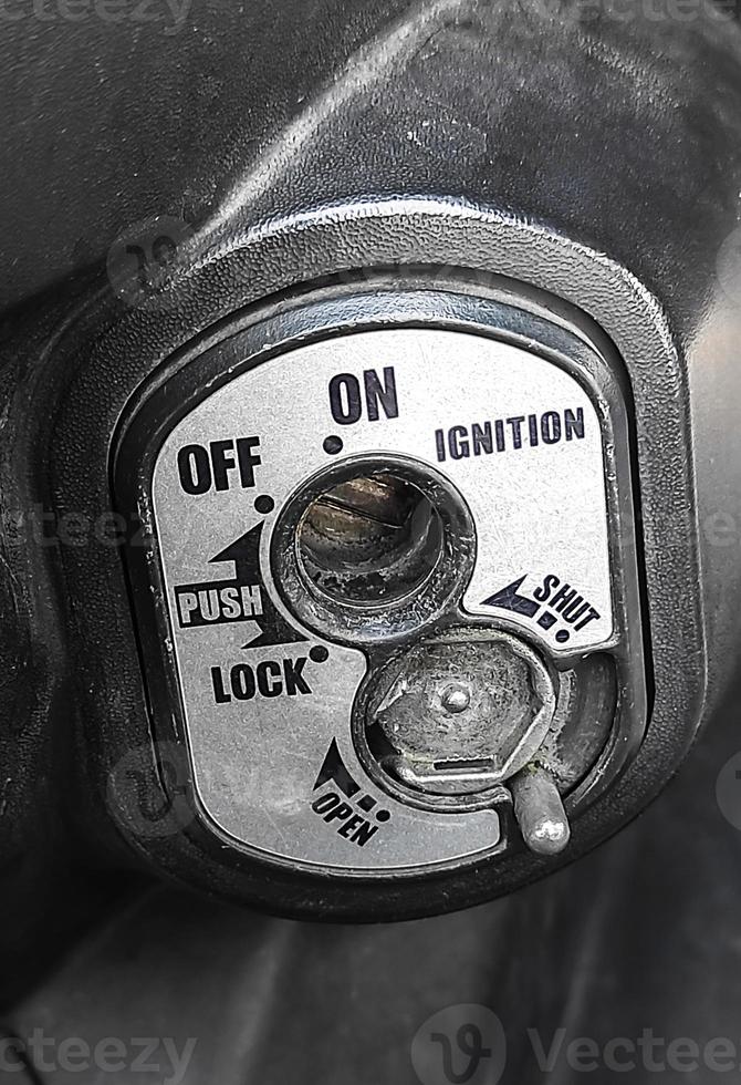 Close-up photo of an automatic motorcycle key switch