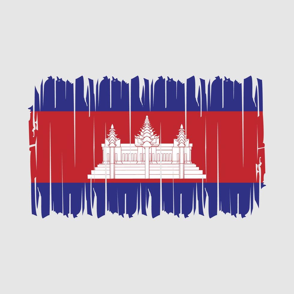 vector de pincel de bandera de camboya