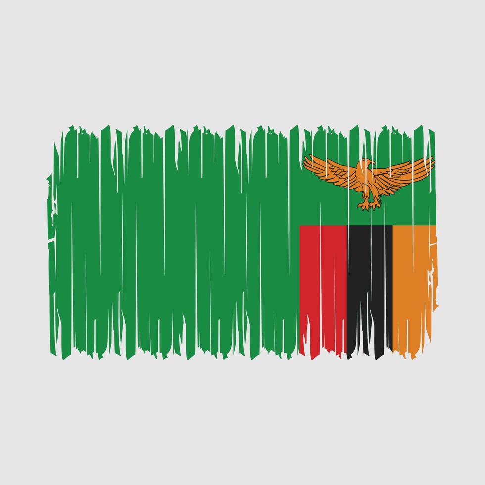 Zambia Flag Brush Vector Illustration