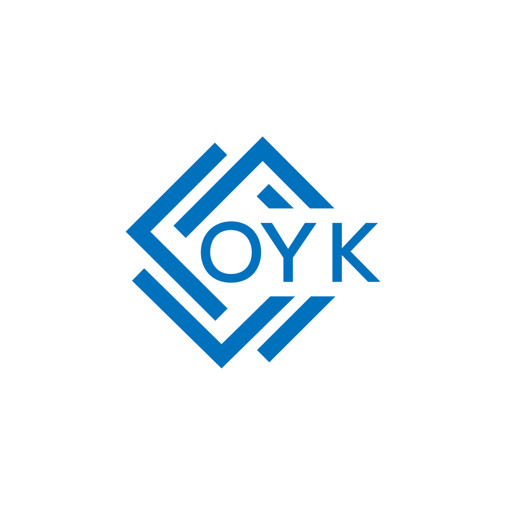 OYK letter logo design on white background. OYK creative circle letter