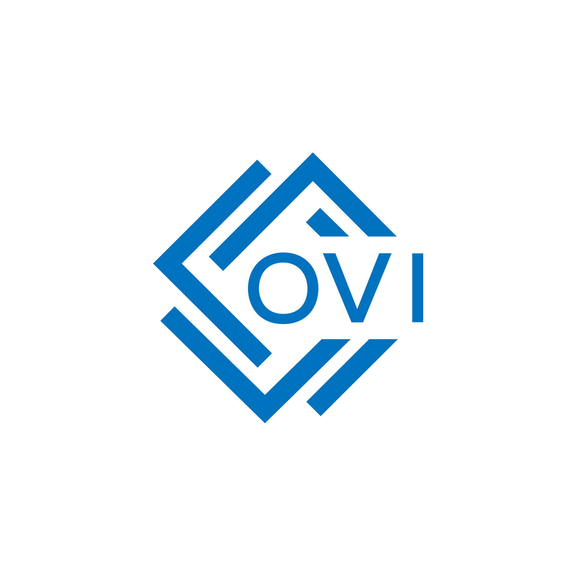 OVI letter logo design on white background. OVI creative circle letter