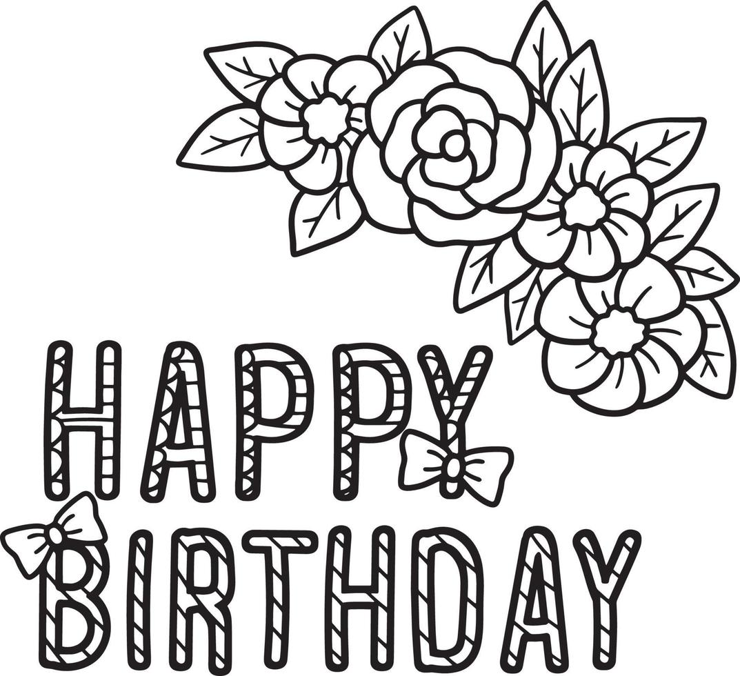 Happy Birthday with Flower Wreath Isolated vector