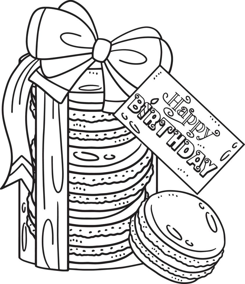 Happy Birthday Gift Isolated Coloring Page vector