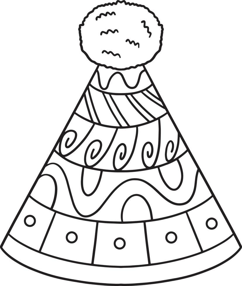 Birthday Party Hat Isolated Coloring Page for Kids 20447523 Vector Art