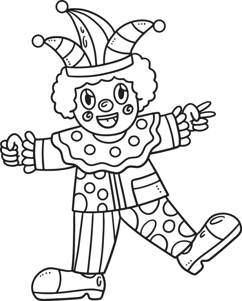 Birthday Clown Isolated Coloring Page for Kids vector