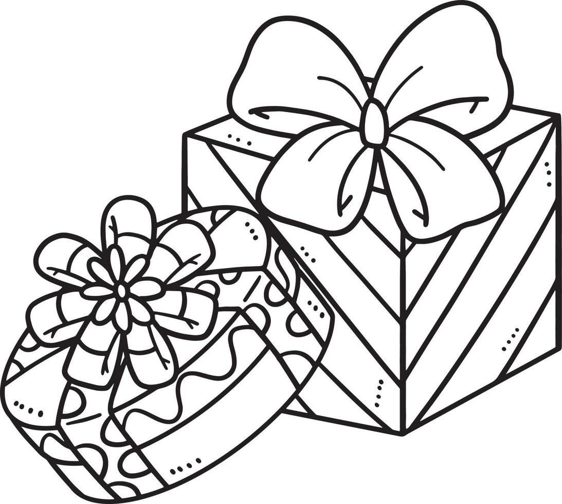 Birthday Gift Isolated Coloring Page for Kids vector