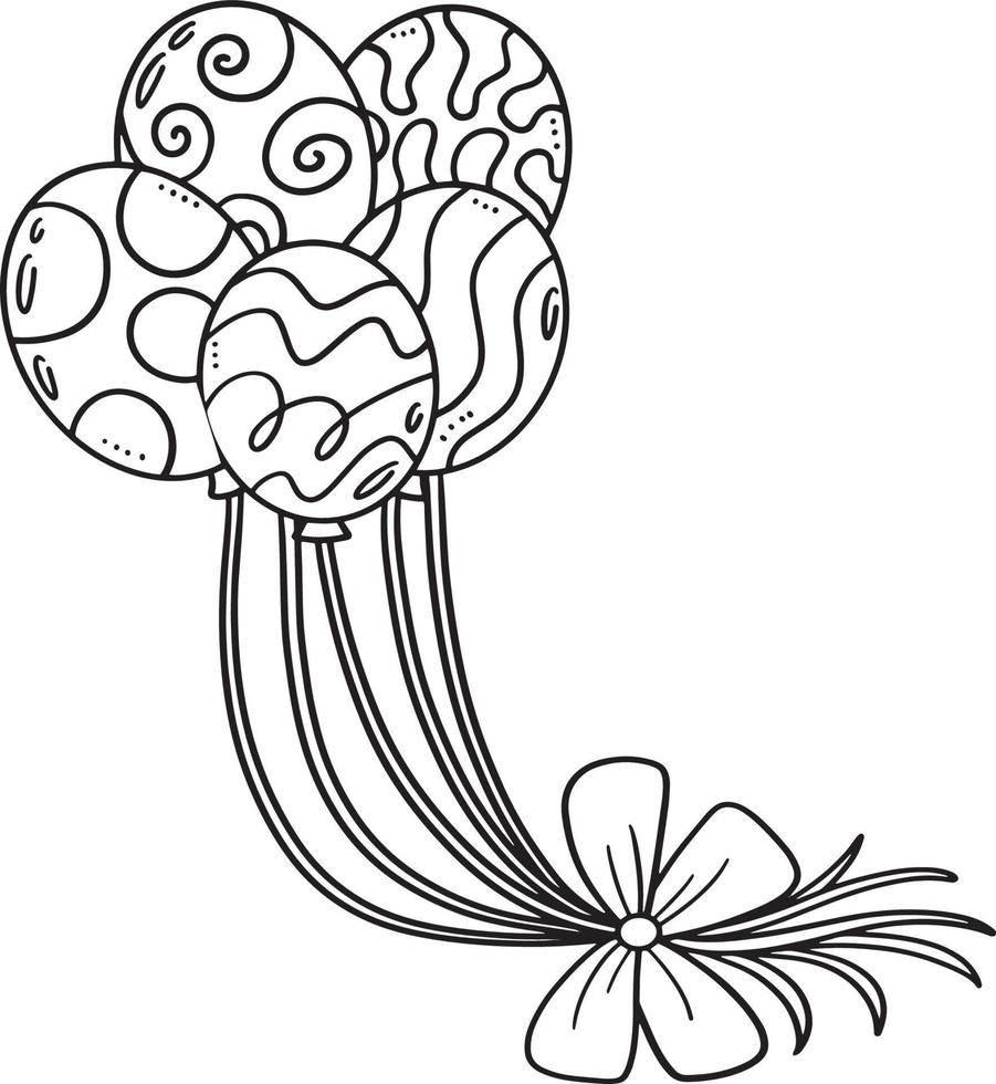 Birthday Balloon Isolated Coloring Page for Kids vector