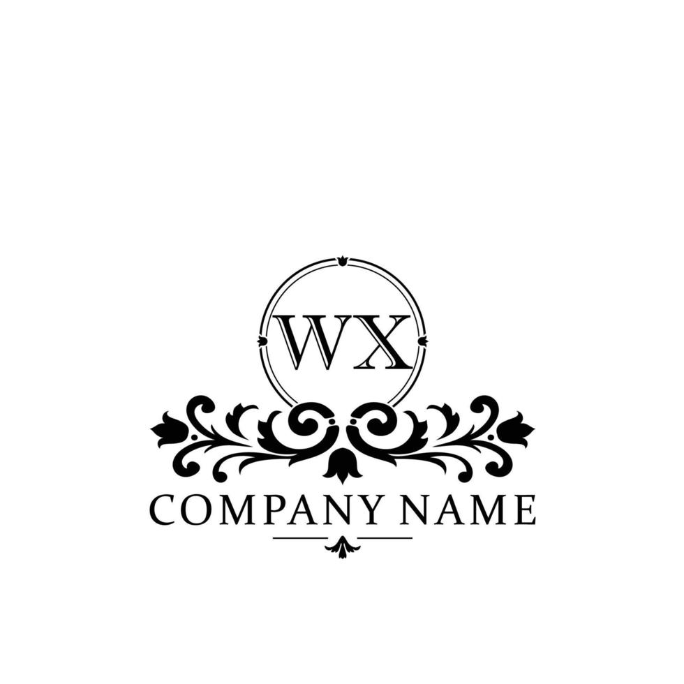 letter WX floral logo design. logo for women beauty salon massage cosmetic or spa brand vector
