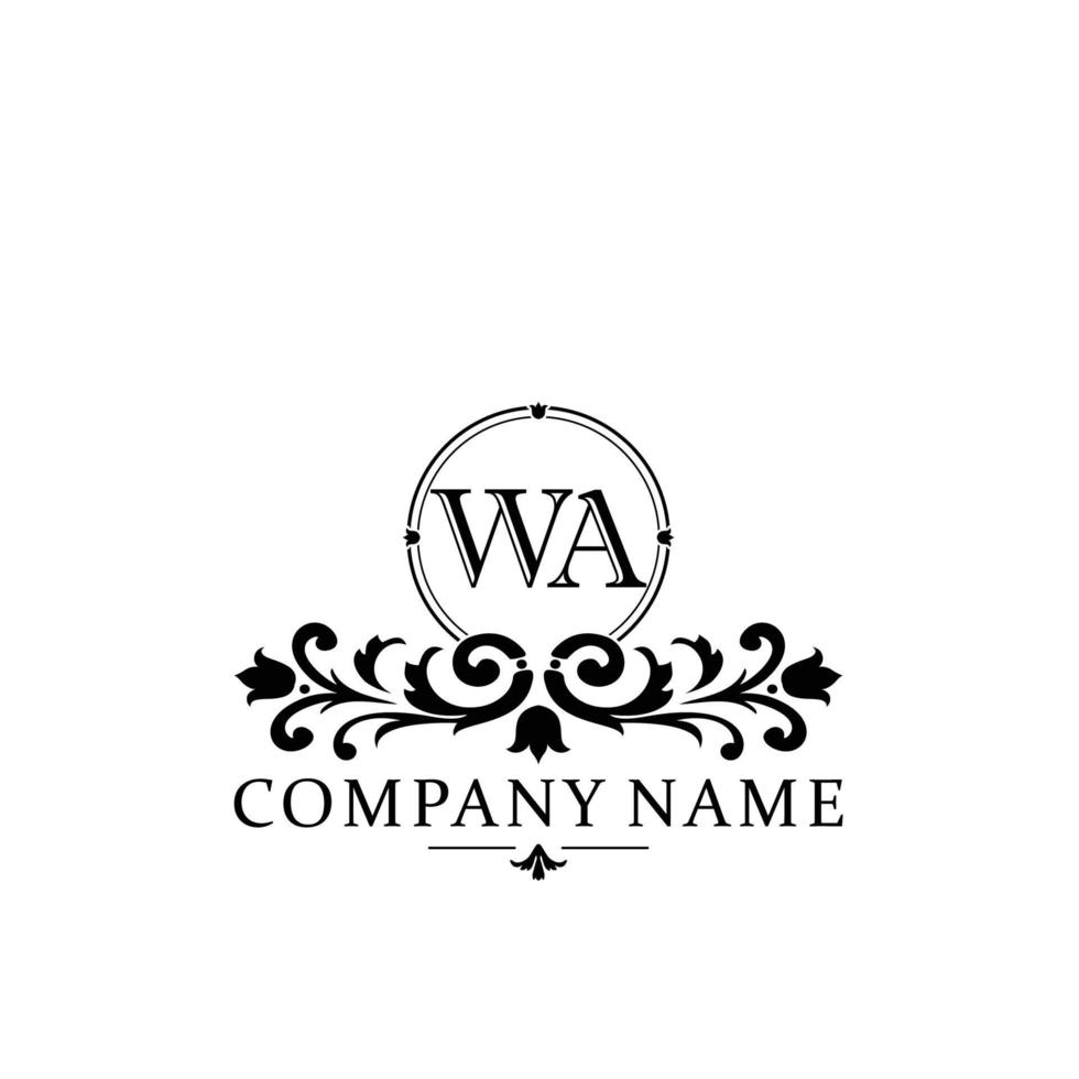 letter WA floral logo design. logo for women beauty salon massage cosmetic or spa brand vector