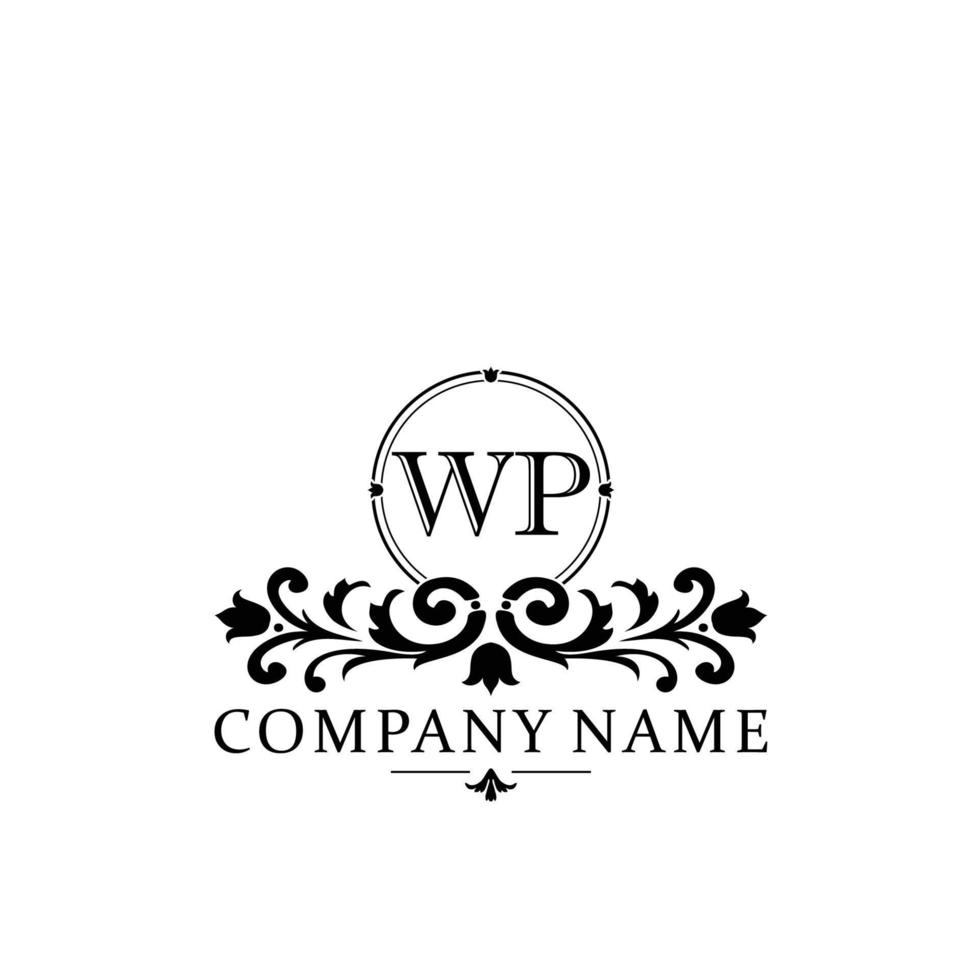 letra wp floral logo diseño. logo para mujer belleza salón masaje cosmético o spa marca vector