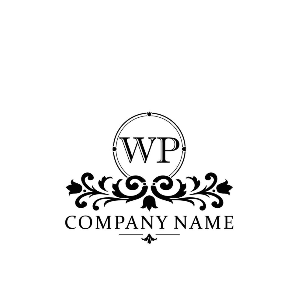letter WP floral logo design. logo for women beauty salon massage cosmetic or spa brand vector