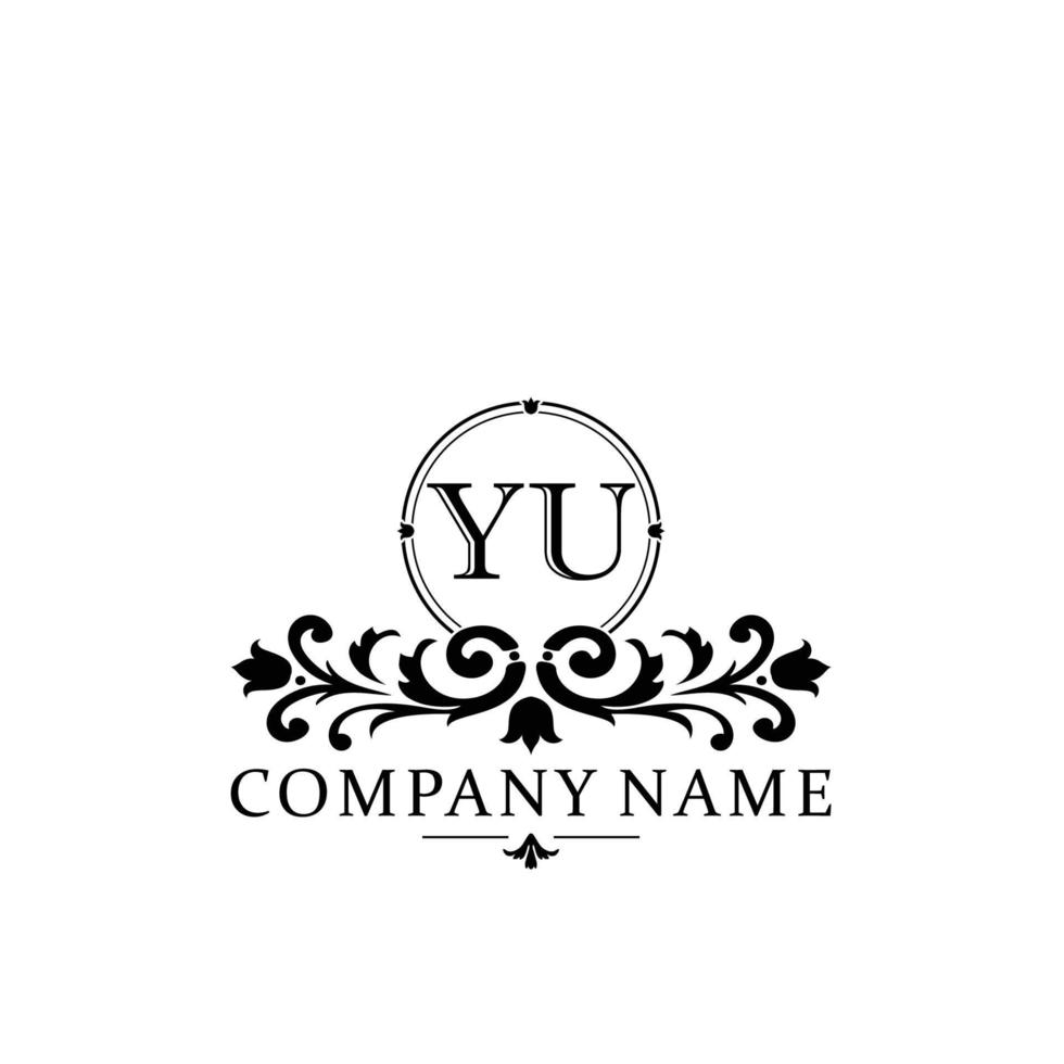 letter YU floral logo design. logo for women beauty salon massage cosmetic or spa brand vector