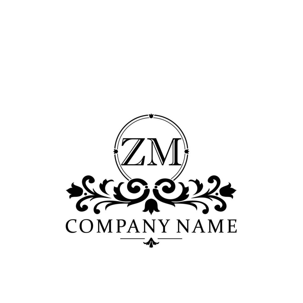 letter ZM floral logo design. logo for women beauty salon massage cosmetic or spa brand vector