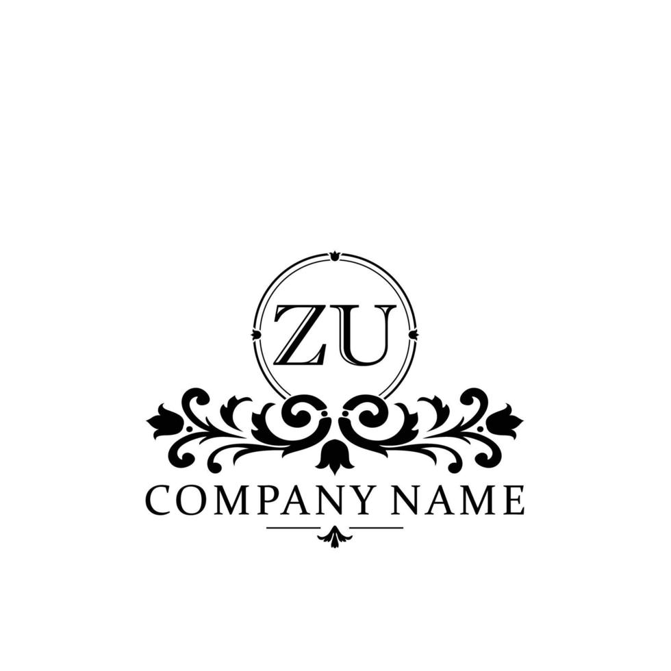 letter ZU floral logo design. logo for women beauty salon massage cosmetic or spa brand vector