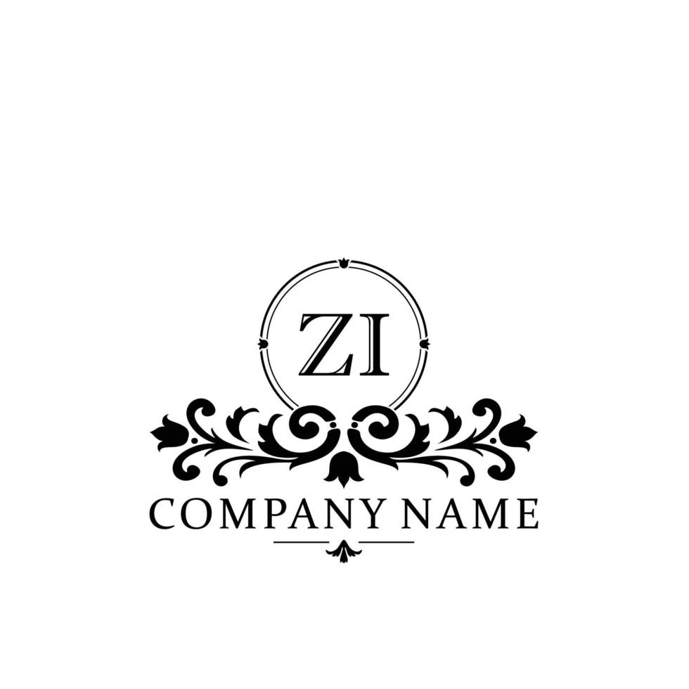 letter ZI floral logo design. logo for women beauty salon massage cosmetic or spa brand vector