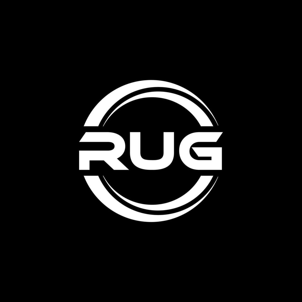 RUG letter logo design in illustration. Vector logo, calligraphy designs for logo, Poster, Invitation, etc.