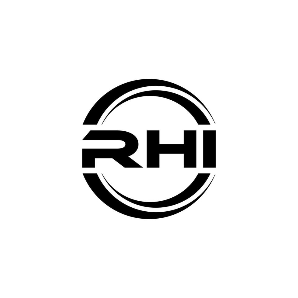 RHI letter logo design in illustration. Vector logo, calligraphy