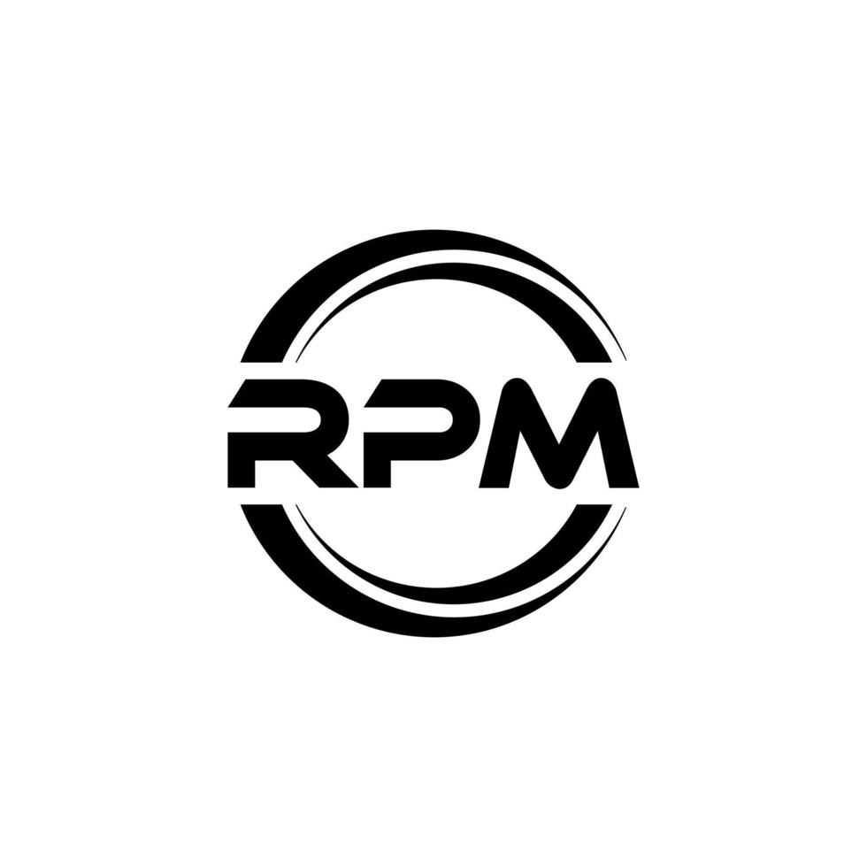 RPM letter logo design in illustration. Vector logo, calligraphy designs for logo, Poster, Invitation, etc.