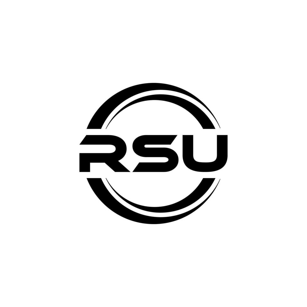 RSU letter logo design in illustration. Vector logo, calligraphy designs for logo, Poster, Invitation, etc.