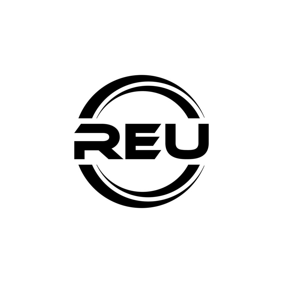 REU letter logo design in illustration. Vector logo, calligraphy designs for logo, Poster, Invitation, etc.