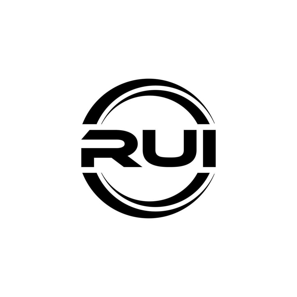 RUI letter logo design in illustration. Vector logo, calligraphy designs for logo, Poster, Invitation, etc.