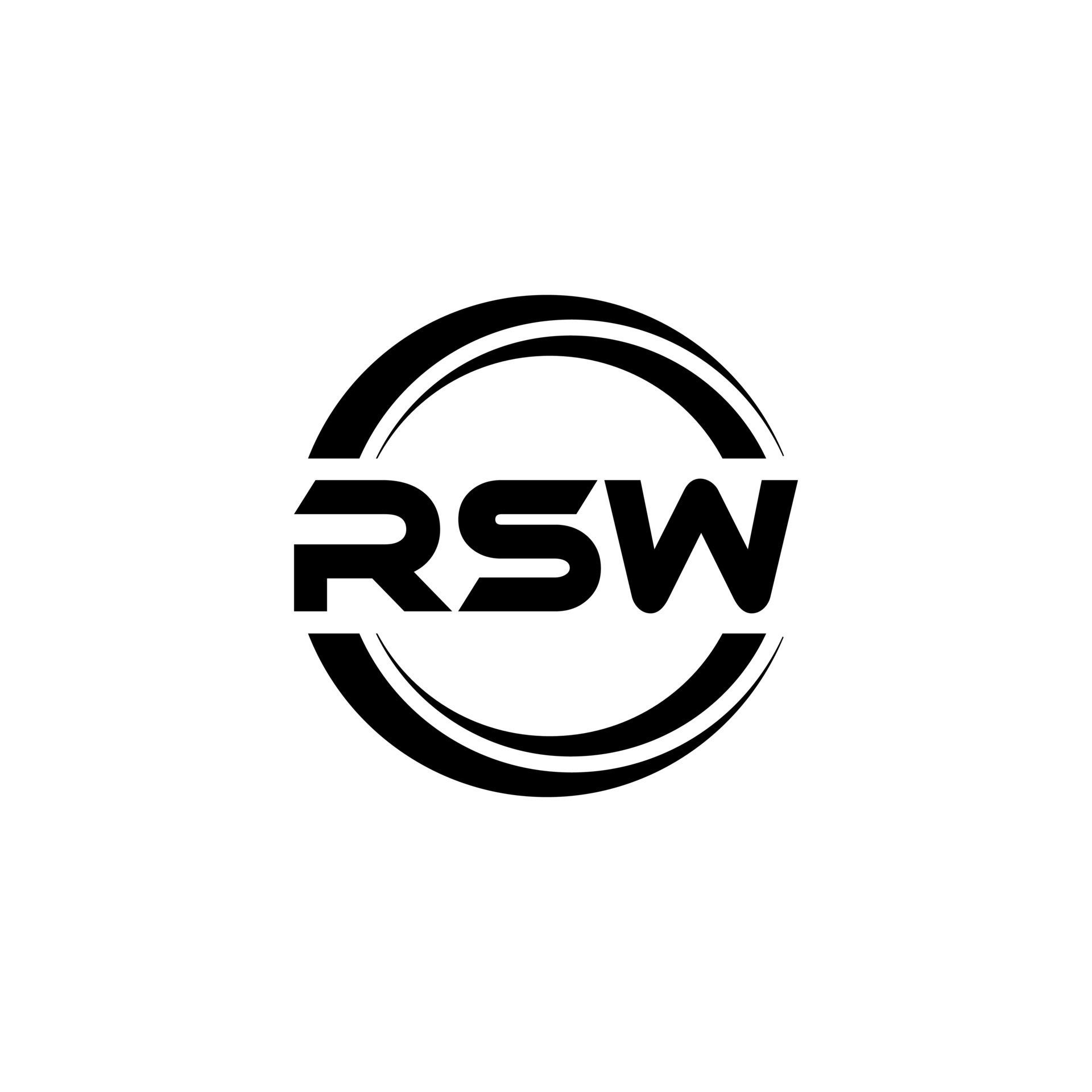RSW letter logo design in illustration. Vector logo, calligraphy designs for logo, Poster