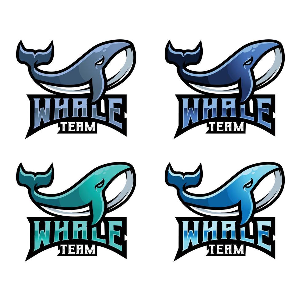 Whale mascot logo design vector with modern illustration concept style for badge, emblem and tshirt printing. modern whale shield logo illustration for sport, gamer, streamer and esport team.