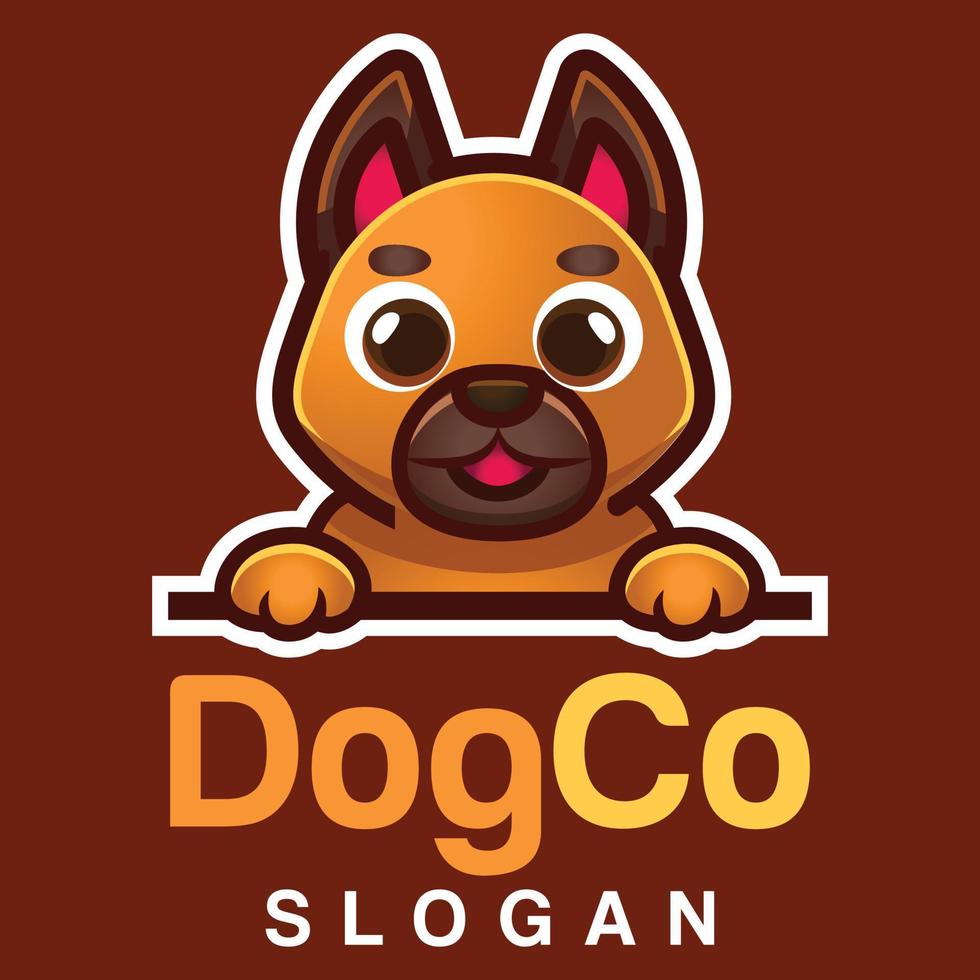 Cute Kawaii Puppy K9 Dog Mascot Cartoon Logo Design Icon Illustration Character Hand Drawn. Suitable for every category of business, company, brand like pet store or pet shop vector