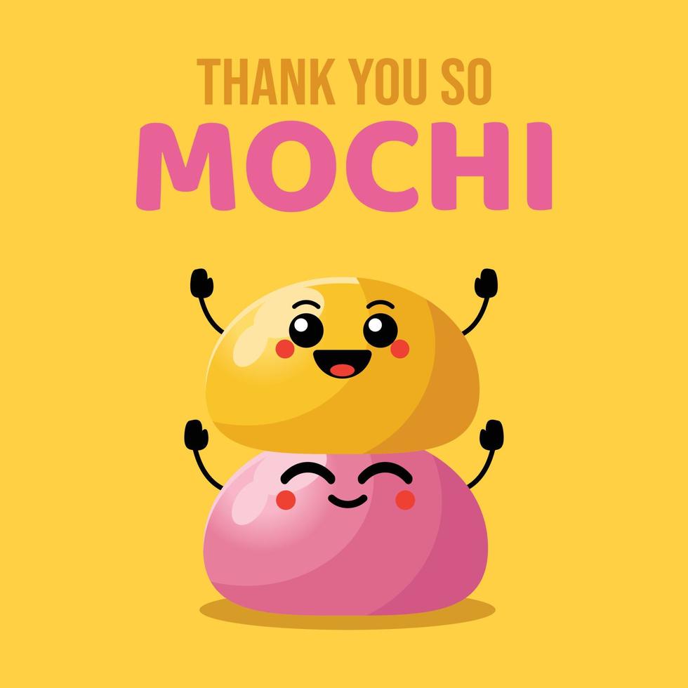 vector plano diseño dibujos animados daifuku mochi caracteres. linda mochi mascota amistad. conjunto de caracteres para saludo tarjeta ilustración modelo.