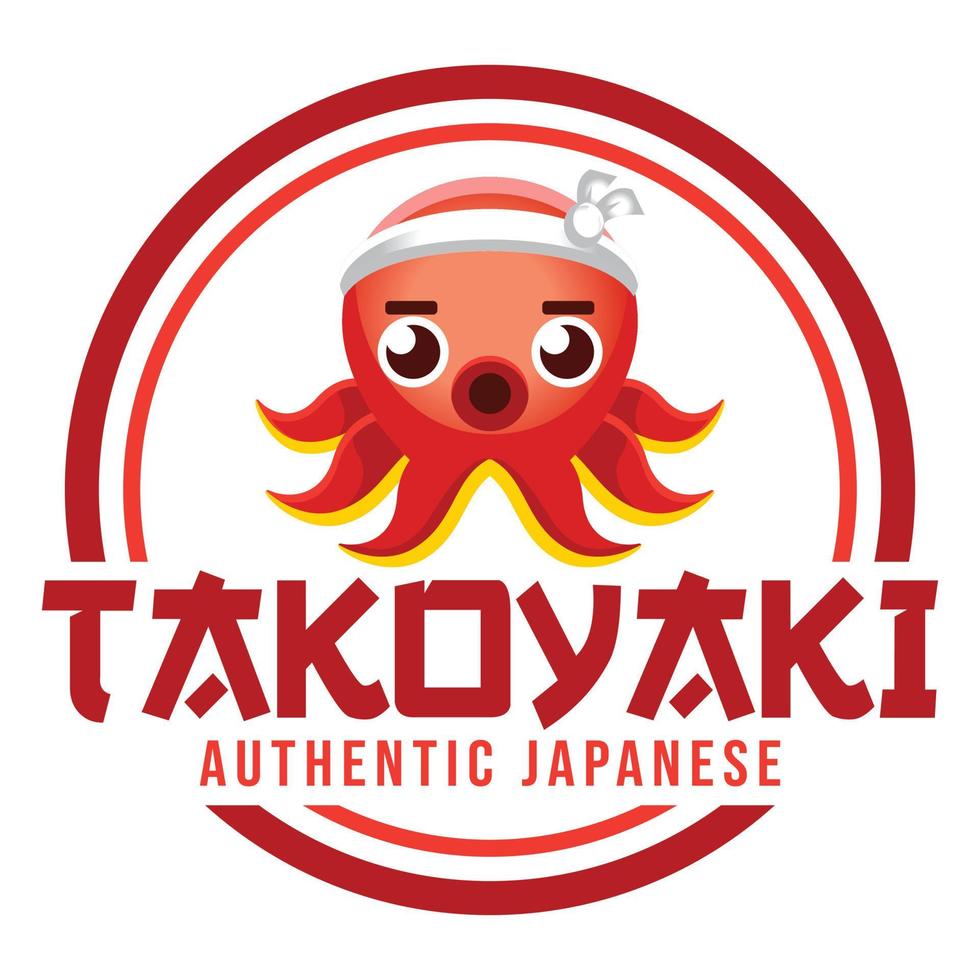 Modern flat design simple minimalist cute octopus takoyaki mascot character logo icon design template vector with modern illustration concept style for restaurant, product, label, brand, cafe, badge