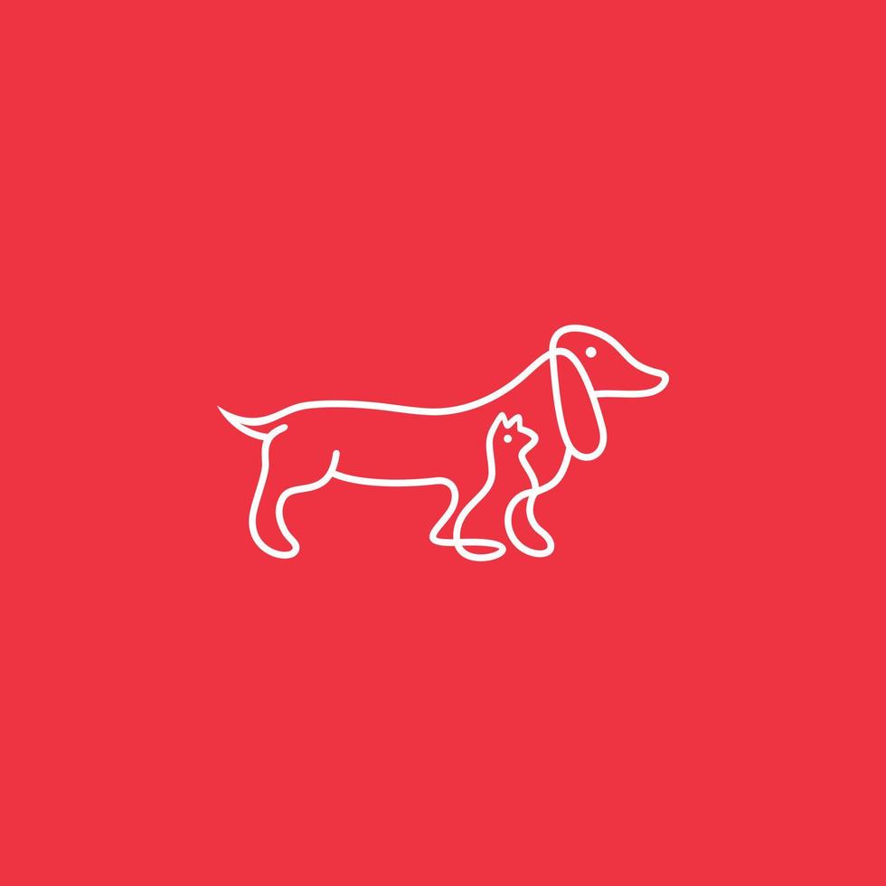 animal pet line art logo template vector