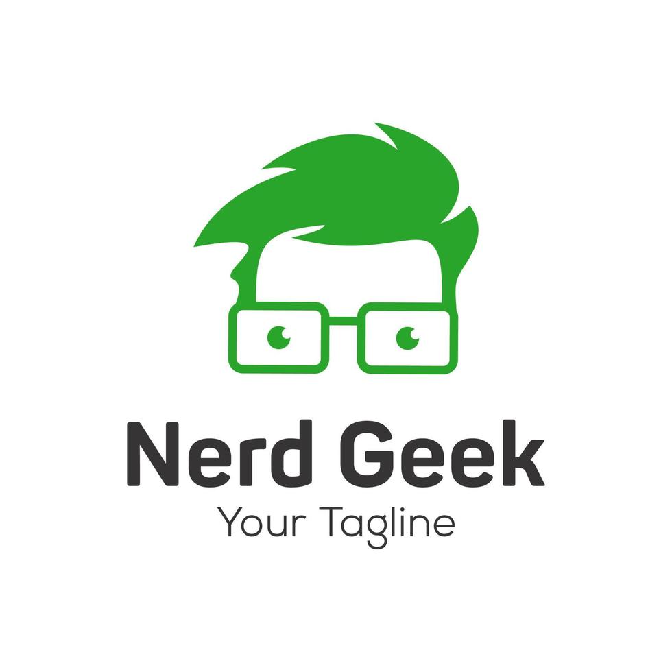 Geek and Nerd Logo Character Stock Image  vector template