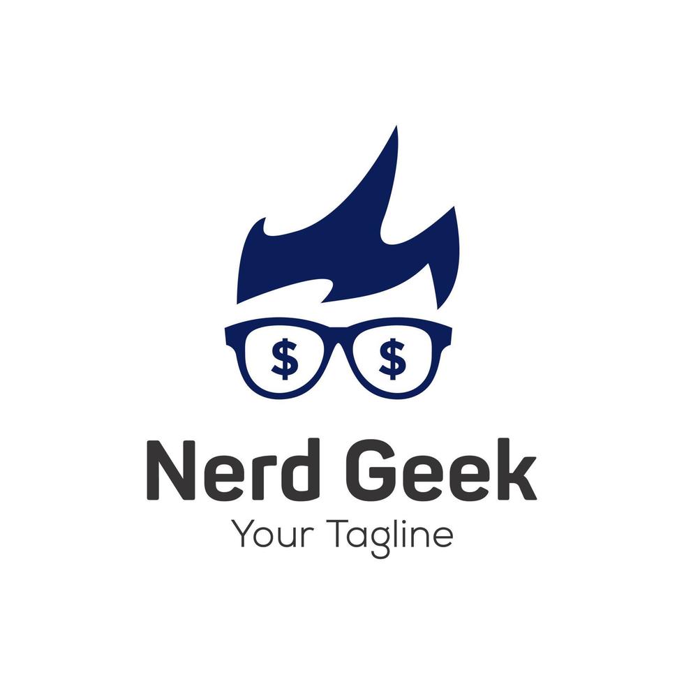 Geek and Nerd Logo Character Stock Image  vector template