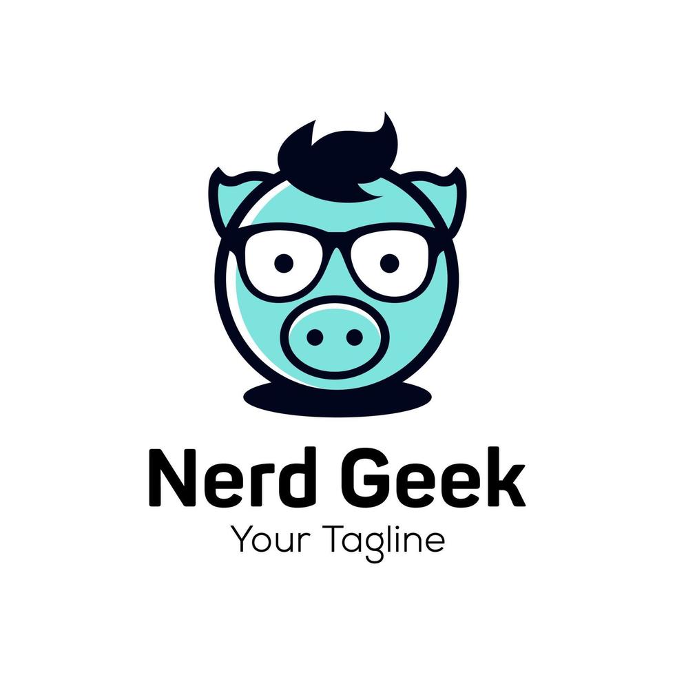 Geek and Nerd Logo Character Stock Image  vector template