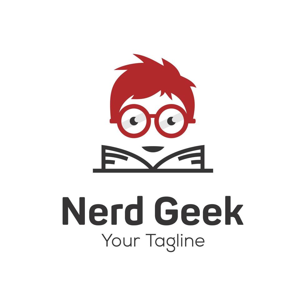 Geek and Nerd Logo Character Stock Image  vector template