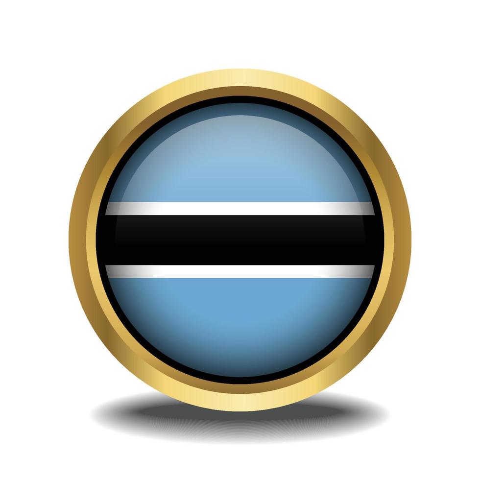 Botswana bandera circulo forma botón vaso en marco dorado vector