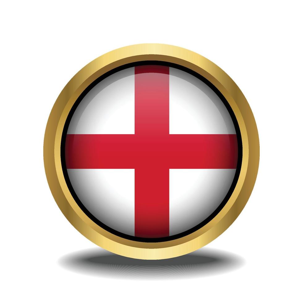 England Flag circle shape button glass in frame golden vector