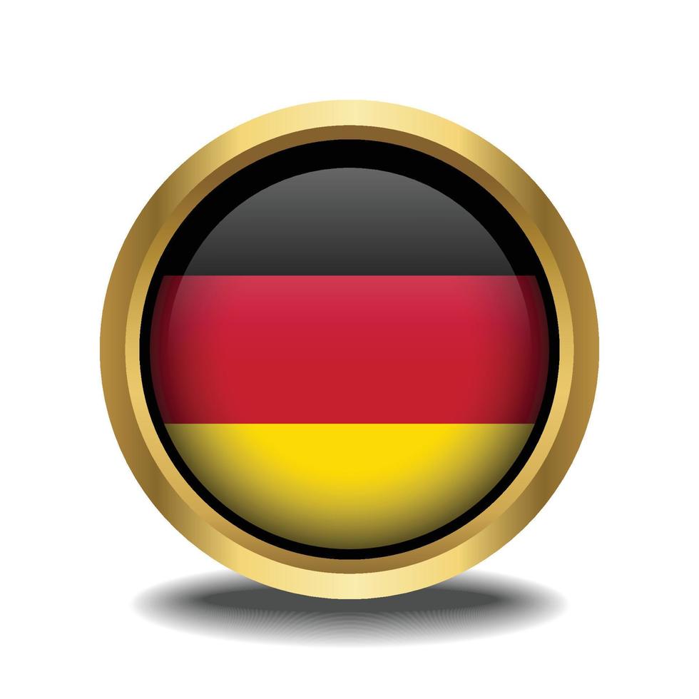 Germany Flag circle shape button glass in frame golden vector