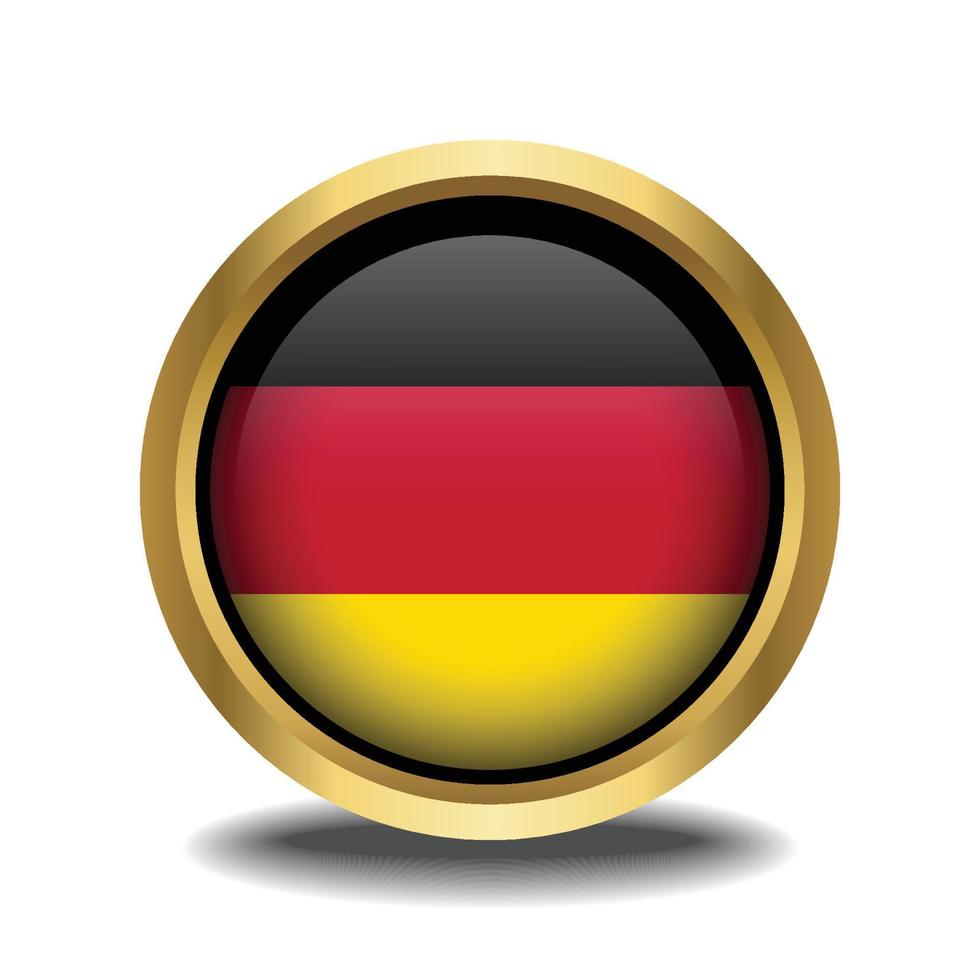 Germany Flag circle shape button glass in frame golden vector